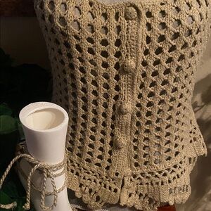 Metro Tan Crochet Vest